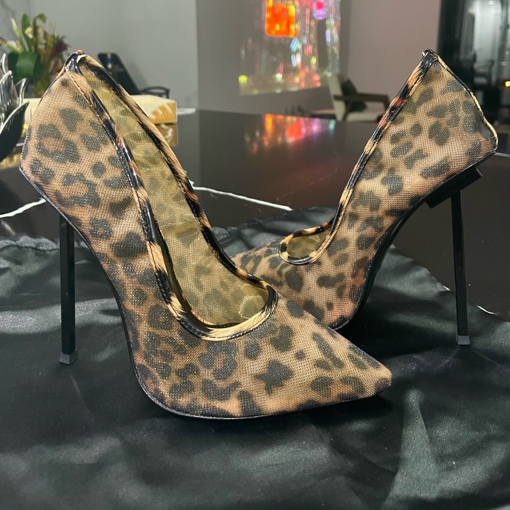 Leopard Print Stiletto Heels - Women